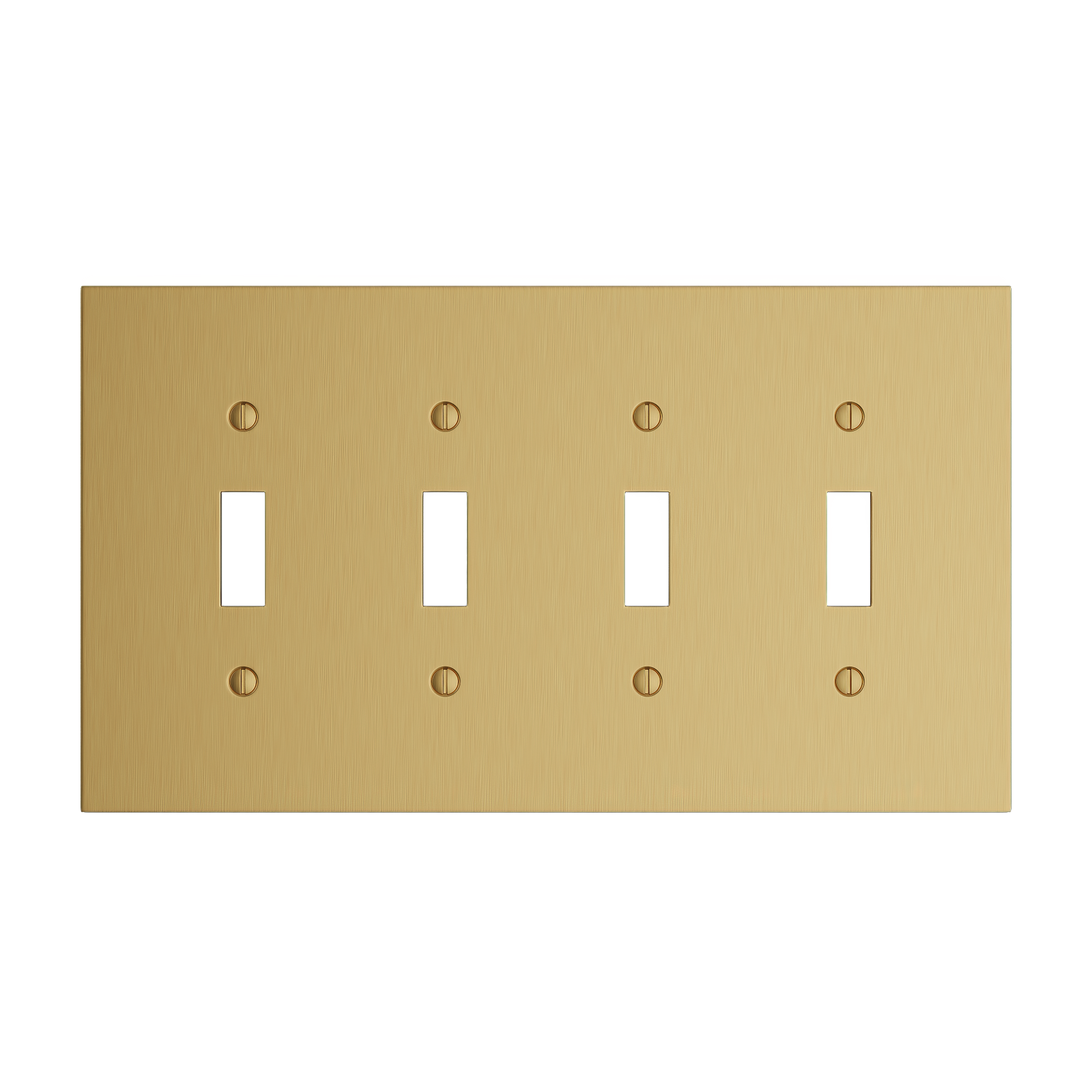 Solid brass Futura Toggle Wall Plate – Quad in Satin Brass finish