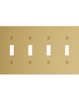Solid brass Futura Toggle Wall Plate – Quad in Satin Brass finish