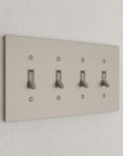 Solid brass Futura Toggle Wall Plate – Quad in Satin Nickel finish