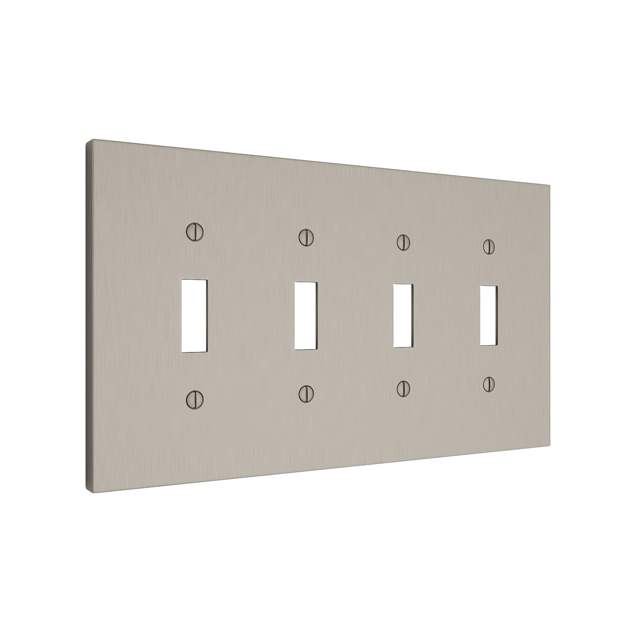Solid brass Futura Toggle Wall Plate – Quad in Satin Nickel finish
