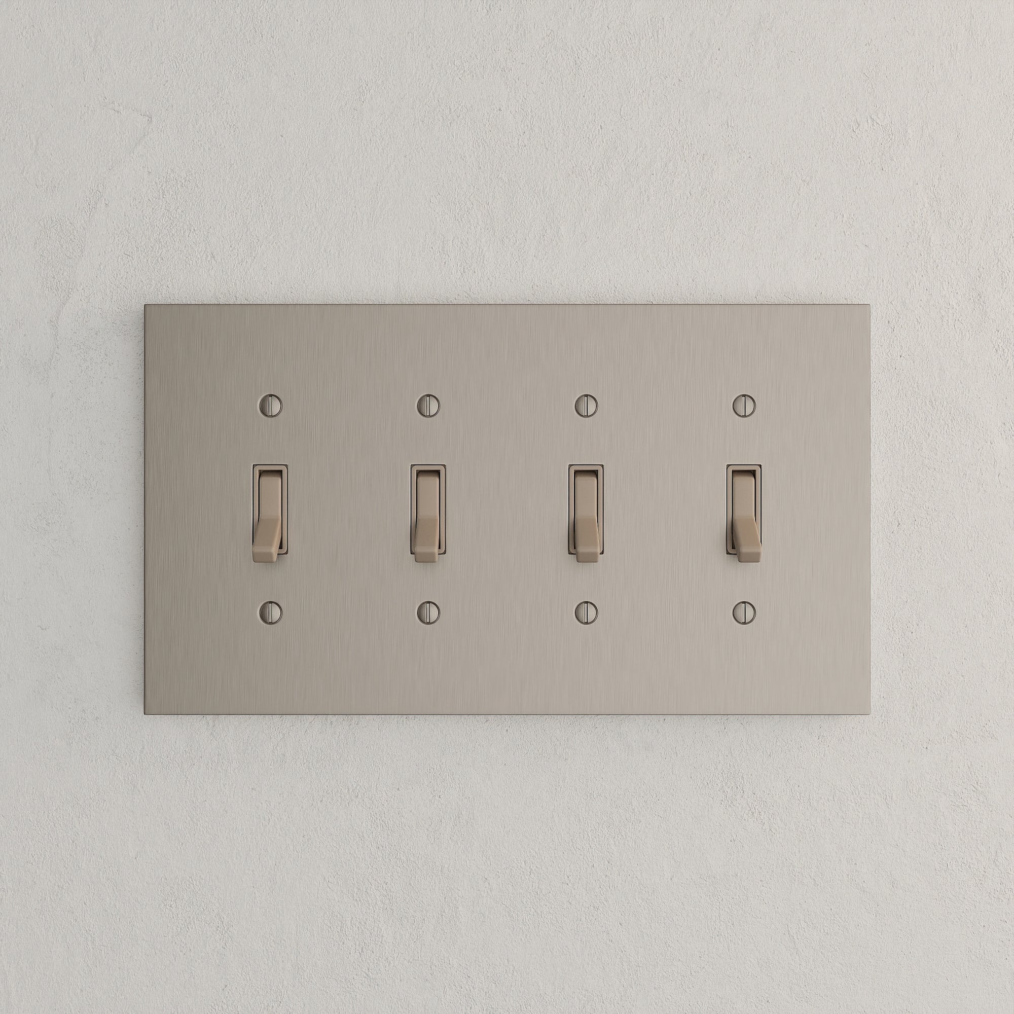 Solid brass Futura Toggle Wall Plate – Quad in Satin Nickel finish