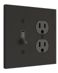 Solid brass Futura Toggle & Outlet Wall Plate – Double in Coal Black Brass finish