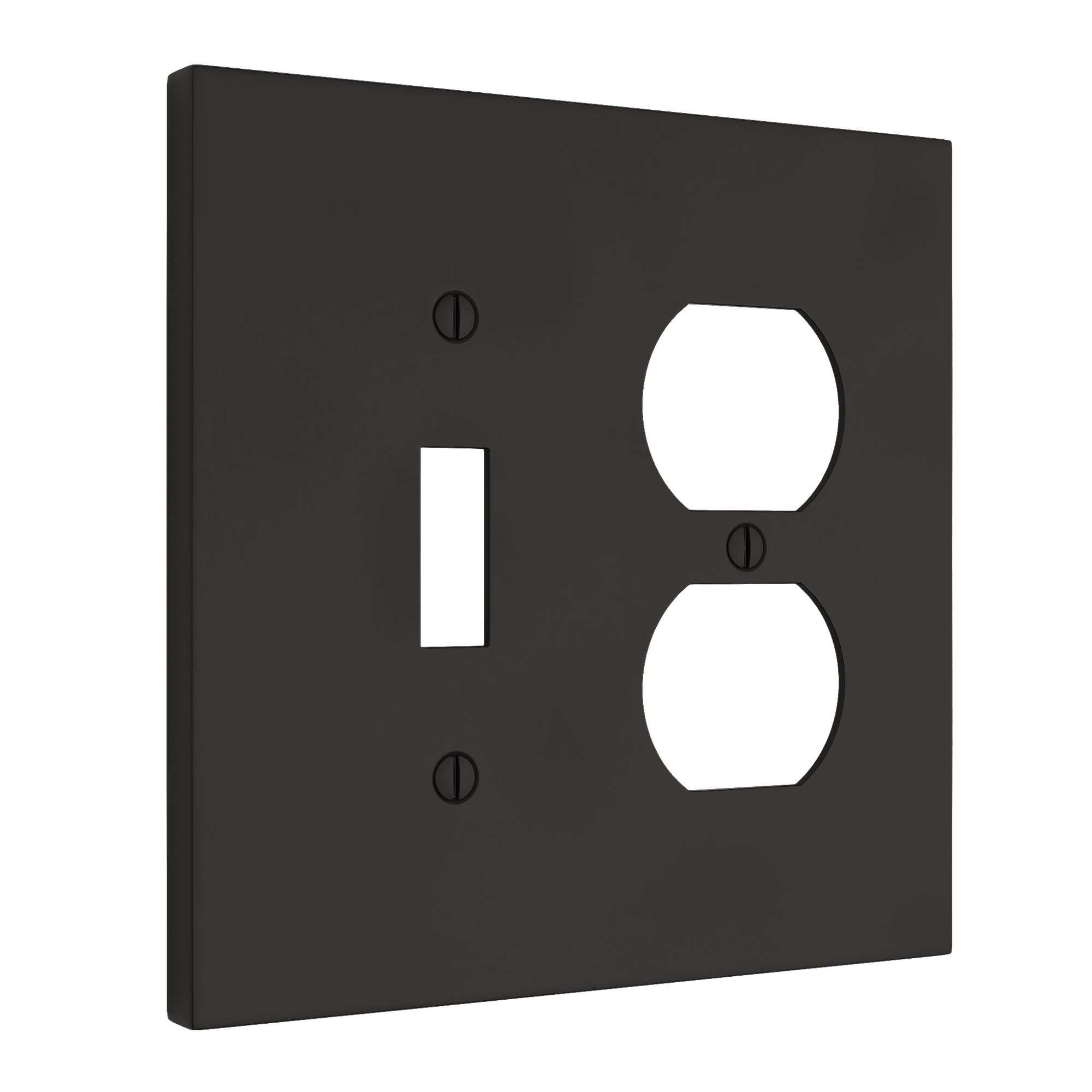 Solid brass Futura Toggle & Outlet Wall Plate – Double in Coal Black Brass finish