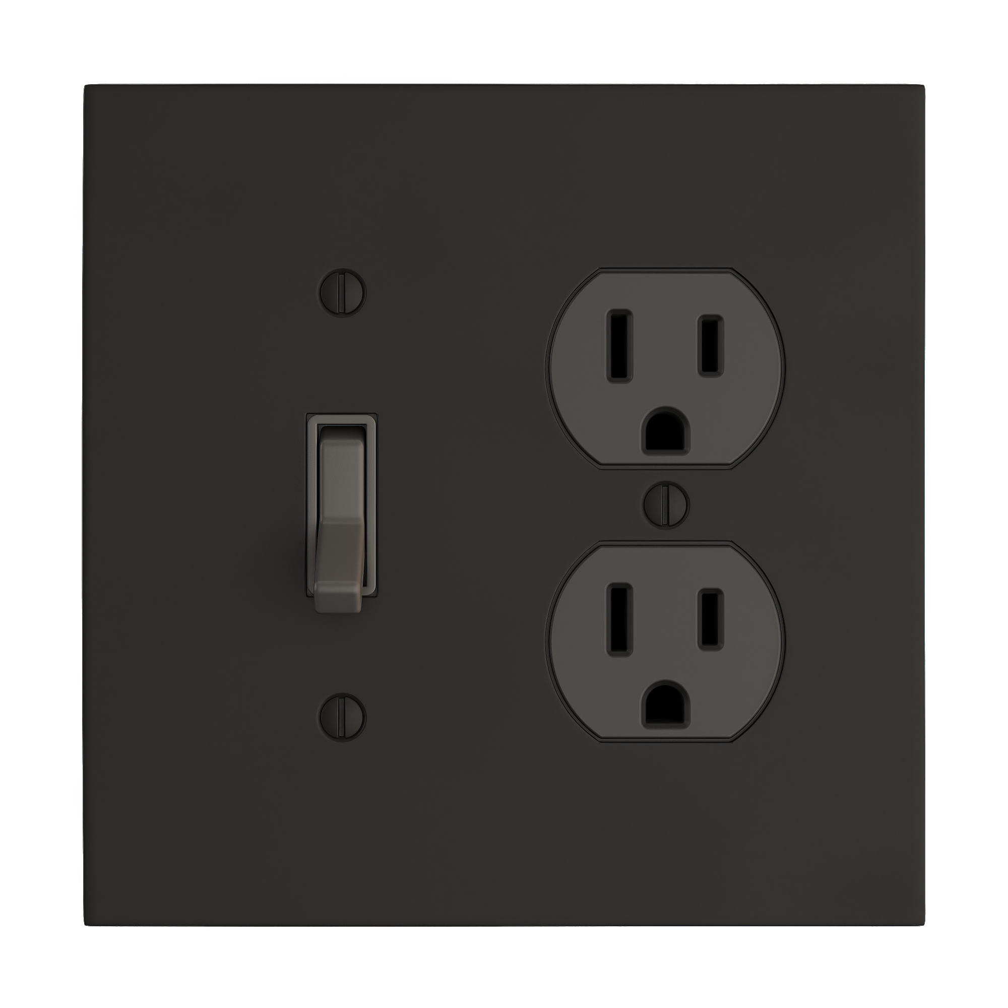 Solid brass Futura Toggle &amp; Outlet Wall Plate – Double in Coal Black Brass finish