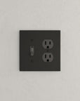 Solid brass Futura Toggle & Outlet Wall Plate – Double in Coal Black Brass finish
