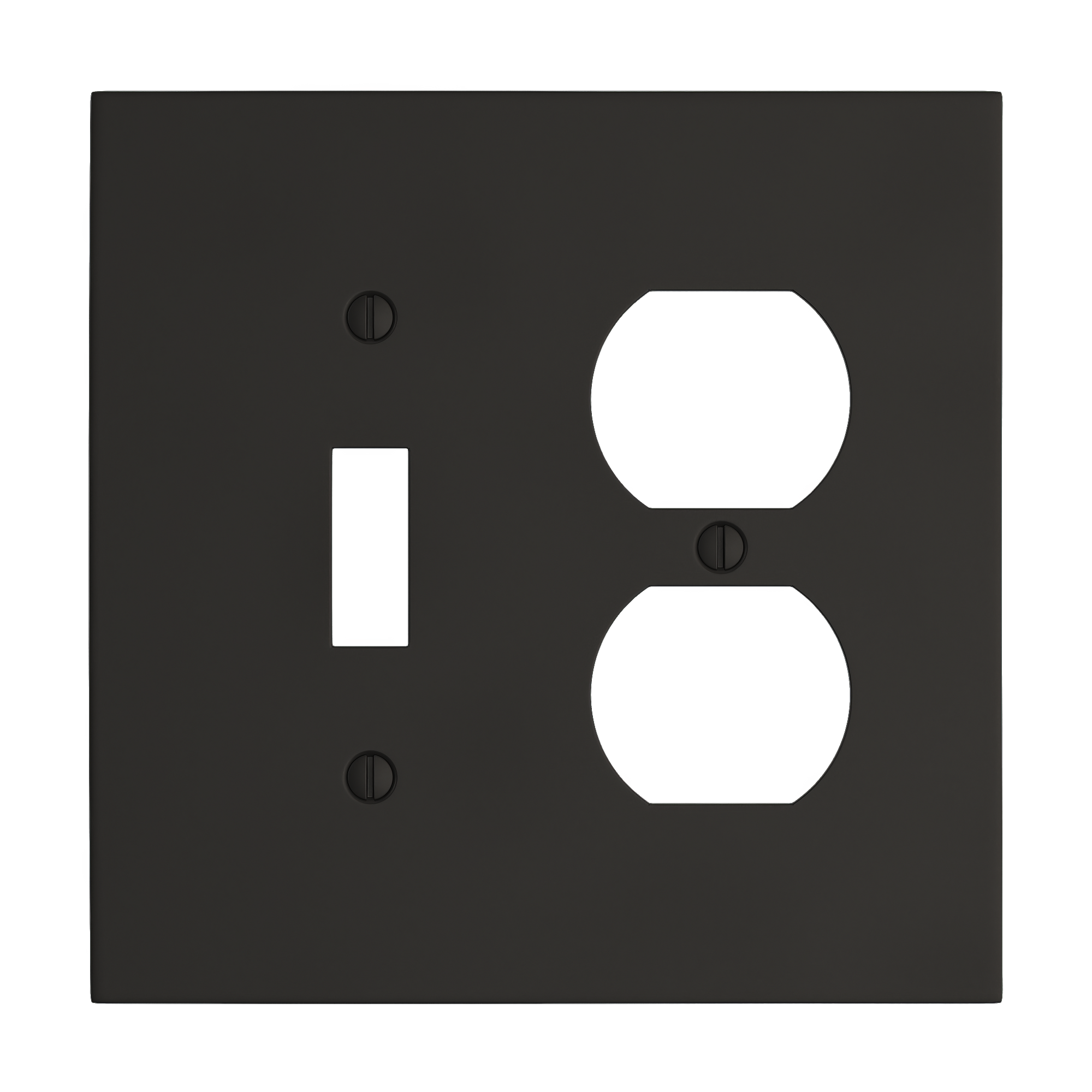 Solid brass Futura Toggle &amp; Outlet Wall Plate – Double in Coal Black Brass finish