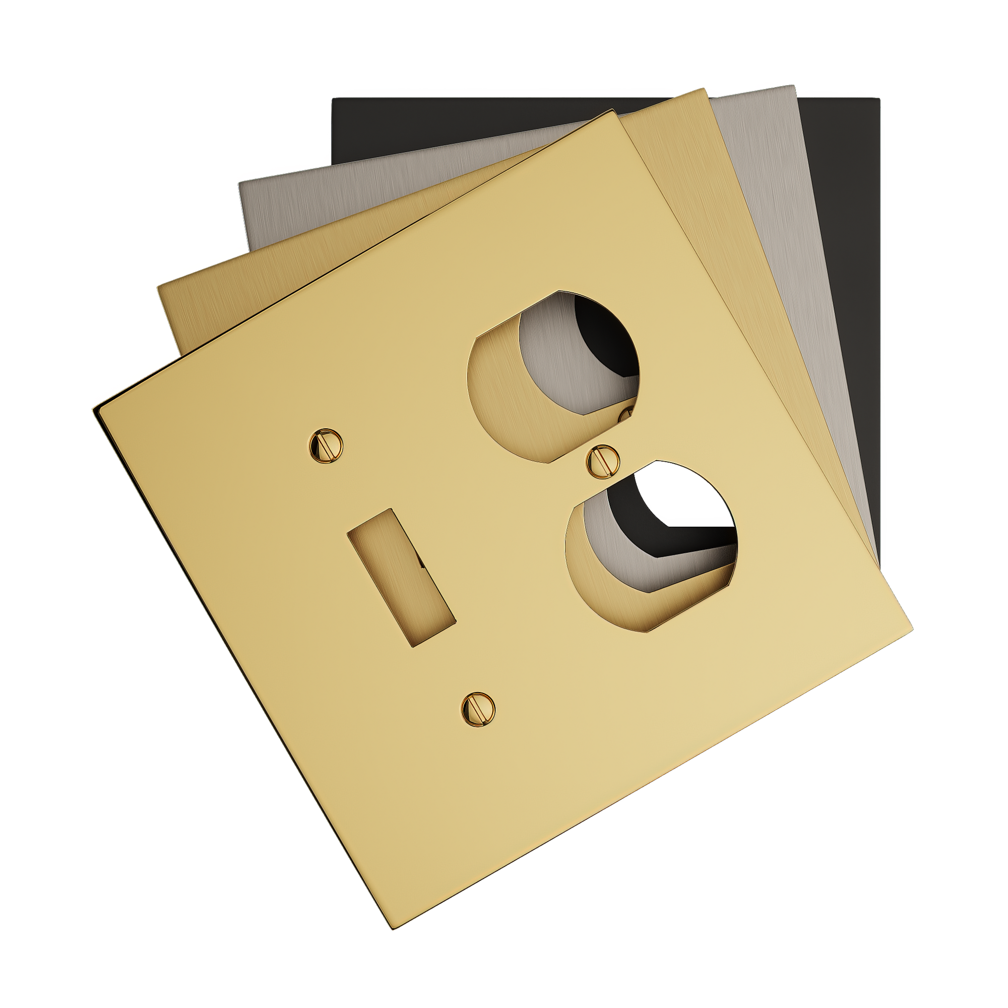 Solid brass Futura Toggle &amp; Outlet Wall Plate – Double