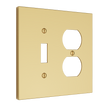 Solid brass Futura Toggle & Outlet Wall Plate – Double in Polished Brass finish