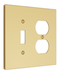 Solid brass Futura Toggle & Outlet Wall Plate – Double in Polished Brass finish