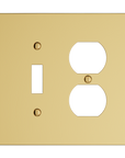 Solid brass Futura Toggle & Outlet Wall Plate – Double in Polished Brass finish