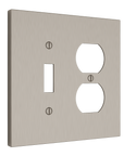 Solid brass Futura Toggle & Outlet Wall Plate – Double in Satin Nickel finish