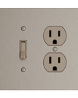 Solid brass Futura Toggle & Outlet Wall Plate – Double in Satin Nickel finish