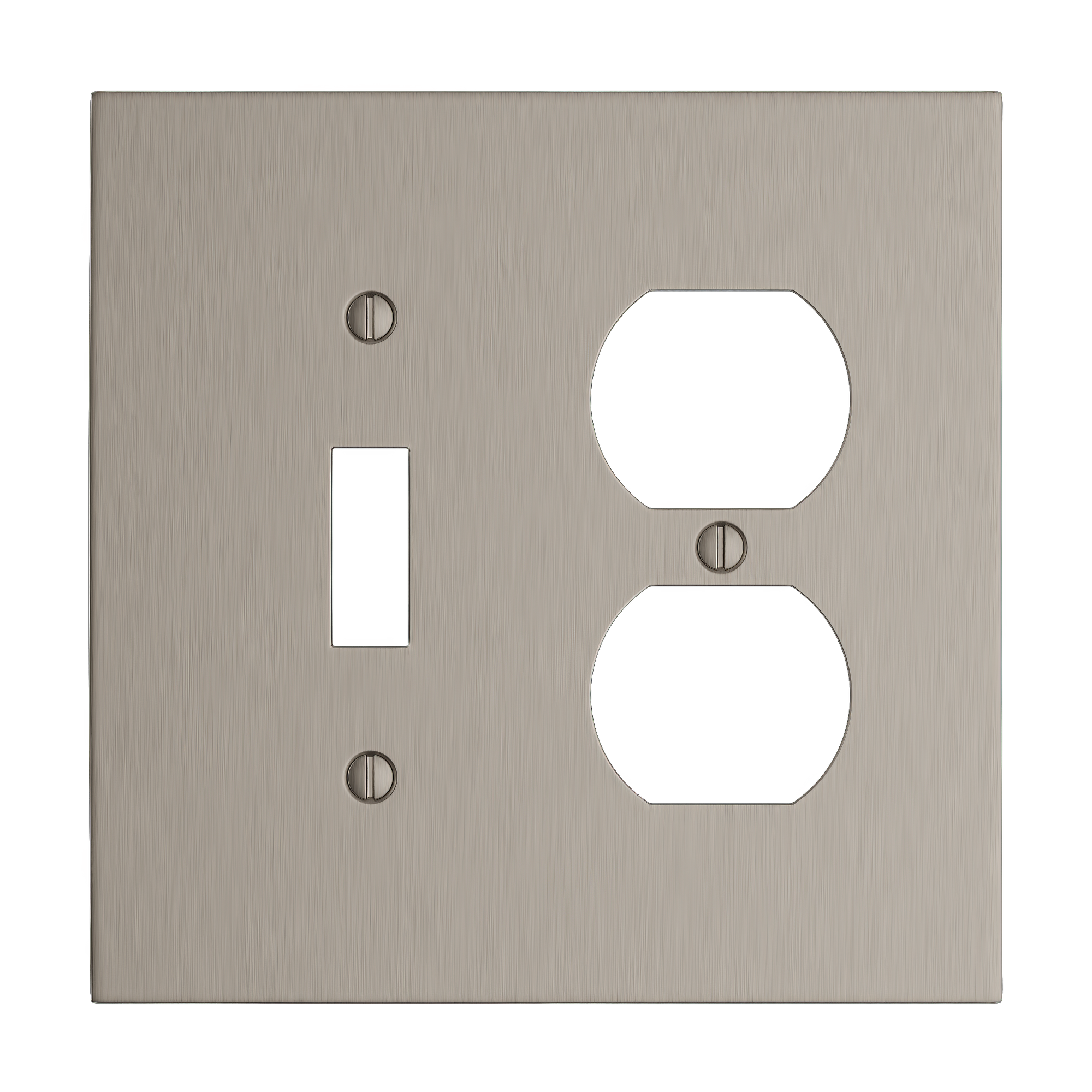 Solid brass Futura Toggle &amp; Outlet Wall Plate – Double in Satin Nickel finish