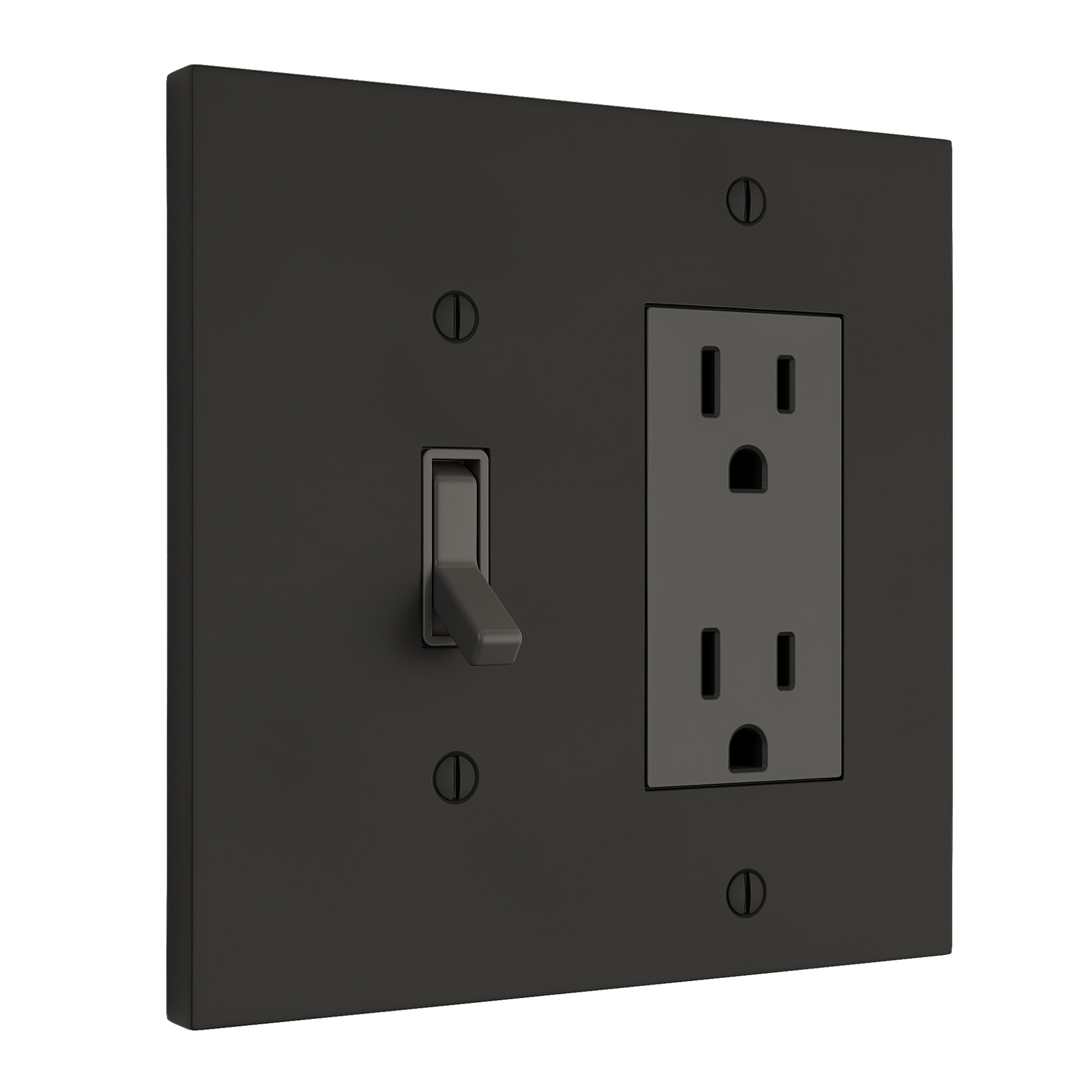 Solid brass Futura Toggle &amp; Open Wall Plate – Double in Coal Black Brass finish