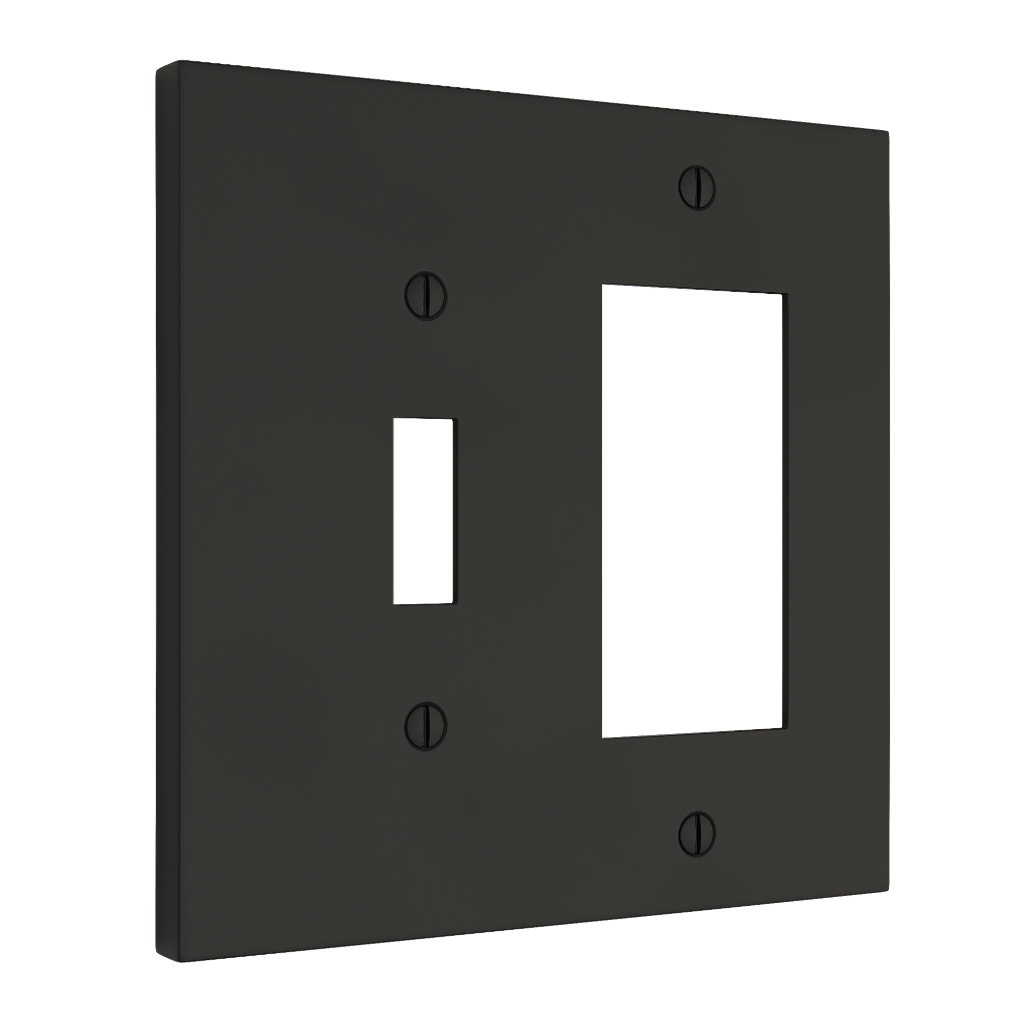 Solid brass Futura Toggle & Open Wall Plate – Double in Coal Black Brass finish