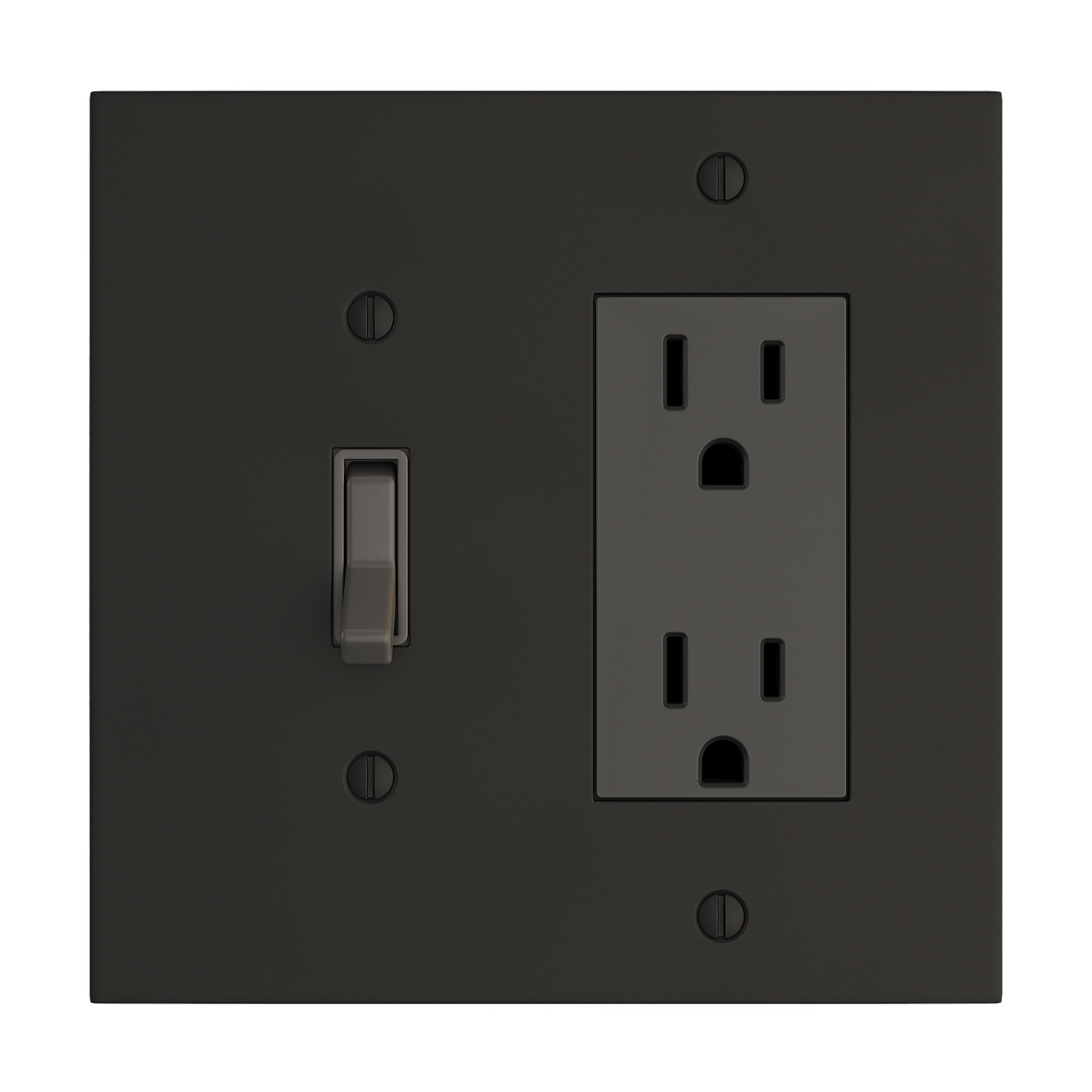 Solid brass Futura Toggle &amp; Open Wall Plate – Double in Coal Black Brass finish