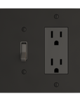 Solid brass Futura Toggle & Open Wall Plate – Double in Coal Black Brass finish