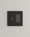 Solid brass Futura Toggle & Open Wall Plate – Double in Coal Black Brass finish