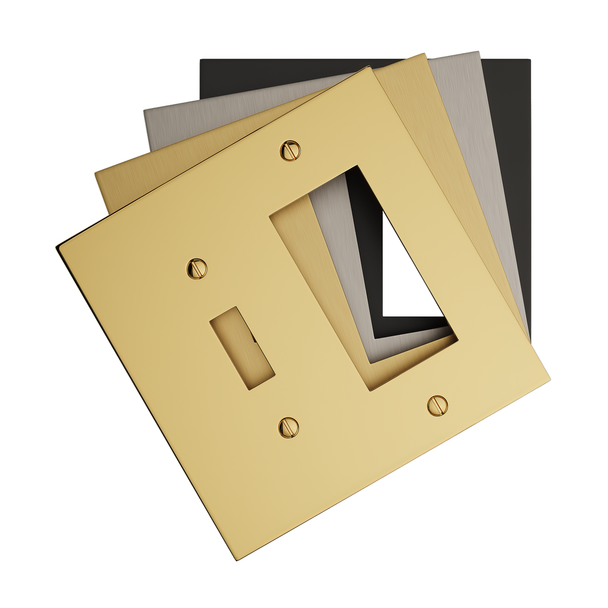 Solid brass Futura Toggle &amp; Open Wall Plate – Double