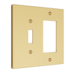 Solid brass Futura Toggle & Open Wall Plate – Double in Polished Brass finish