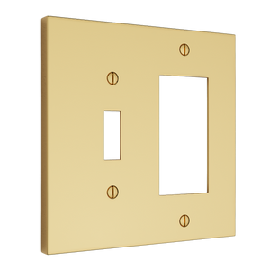 Futura Toggle & Open Wall Plate – Double — Polished Brass