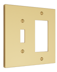 Solid brass Futura Toggle & Open Wall Plate – Double in Polished Brass finish