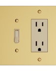 Solid brass Futura Toggle & Open Wall Plate – Double in Polished Brass finish