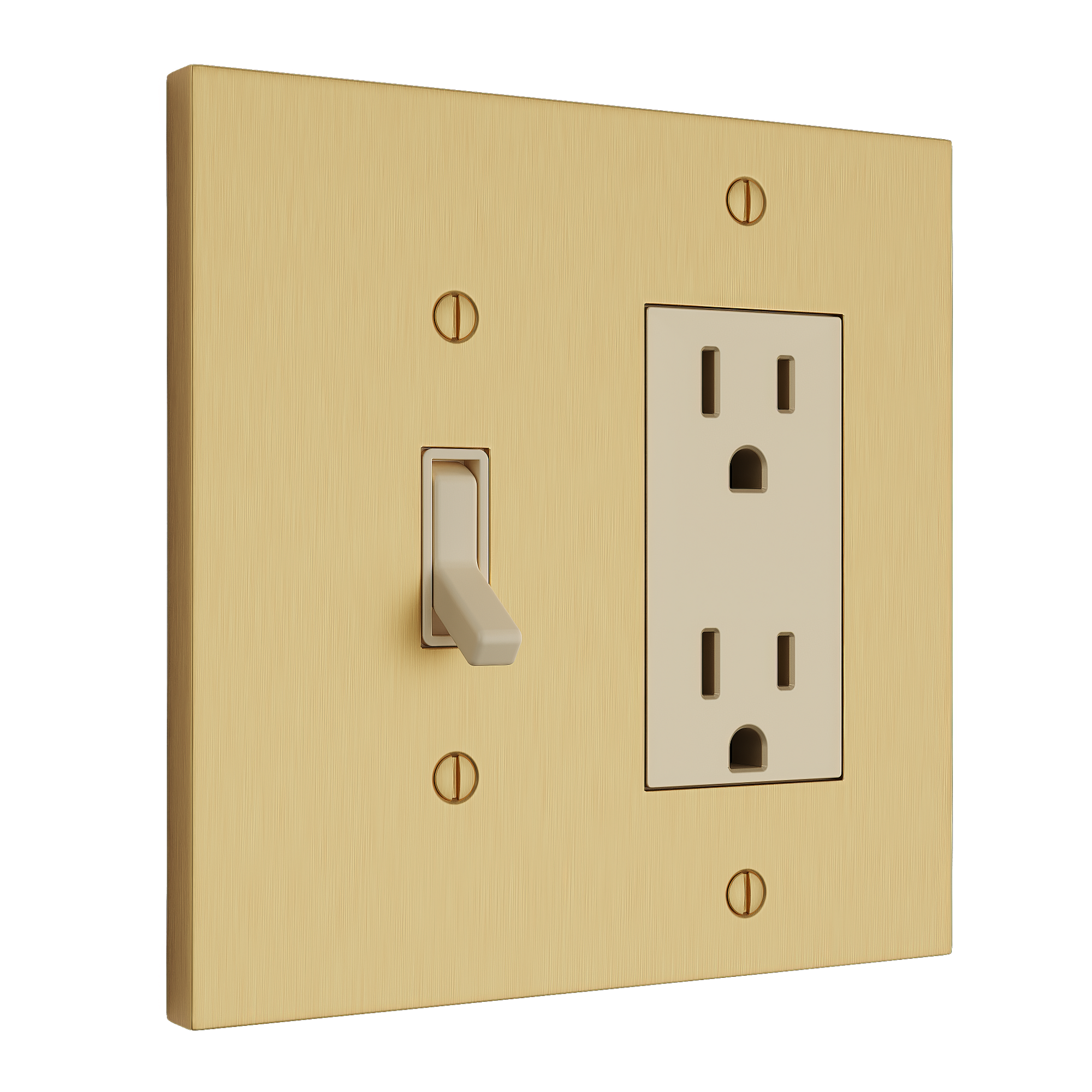 Solid brass Futura Toggle &amp; Open Wall Plate – Double in Satin Brass finish