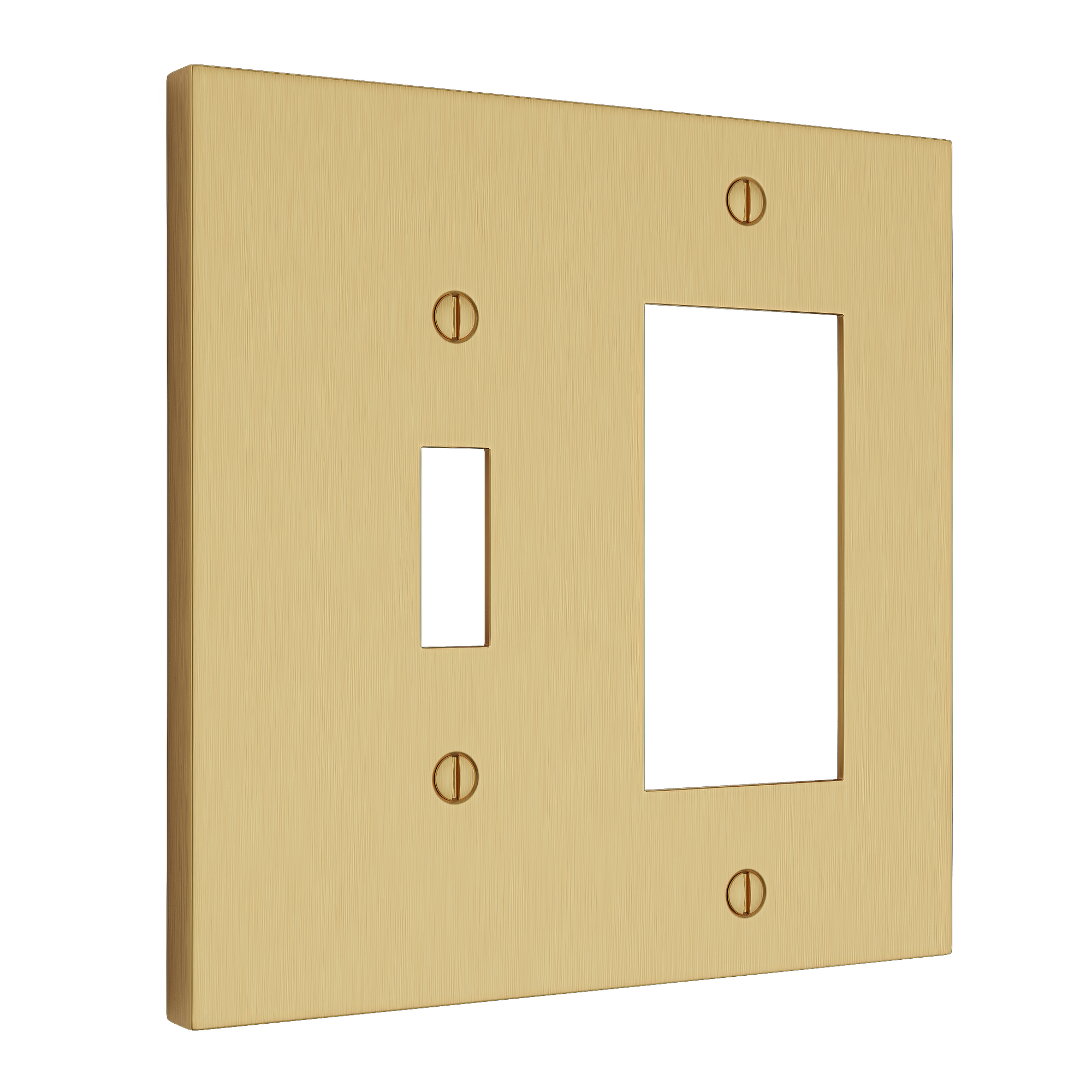 Solid brass Futura Toggle & Open Wall Plate – Double in Satin Brass finish
