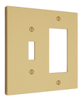 Solid brass Futura Toggle & Open Wall Plate – Double in Satin Brass finish