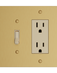 Solid brass Futura Toggle & Open Wall Plate – Double in Satin Brass finish