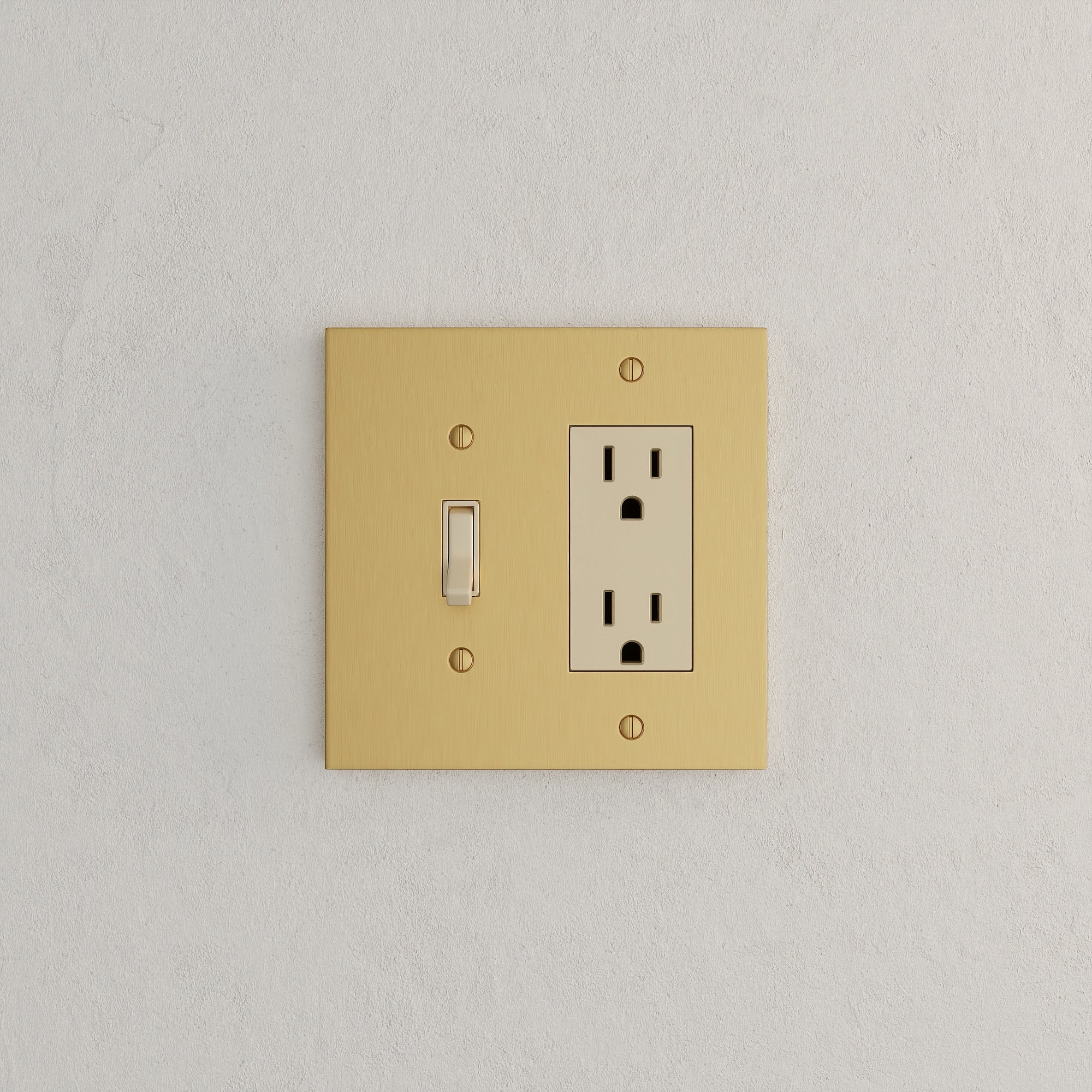 Solid brass Futura Toggle &amp; Open Wall Plate – Double in Satin Brass finish