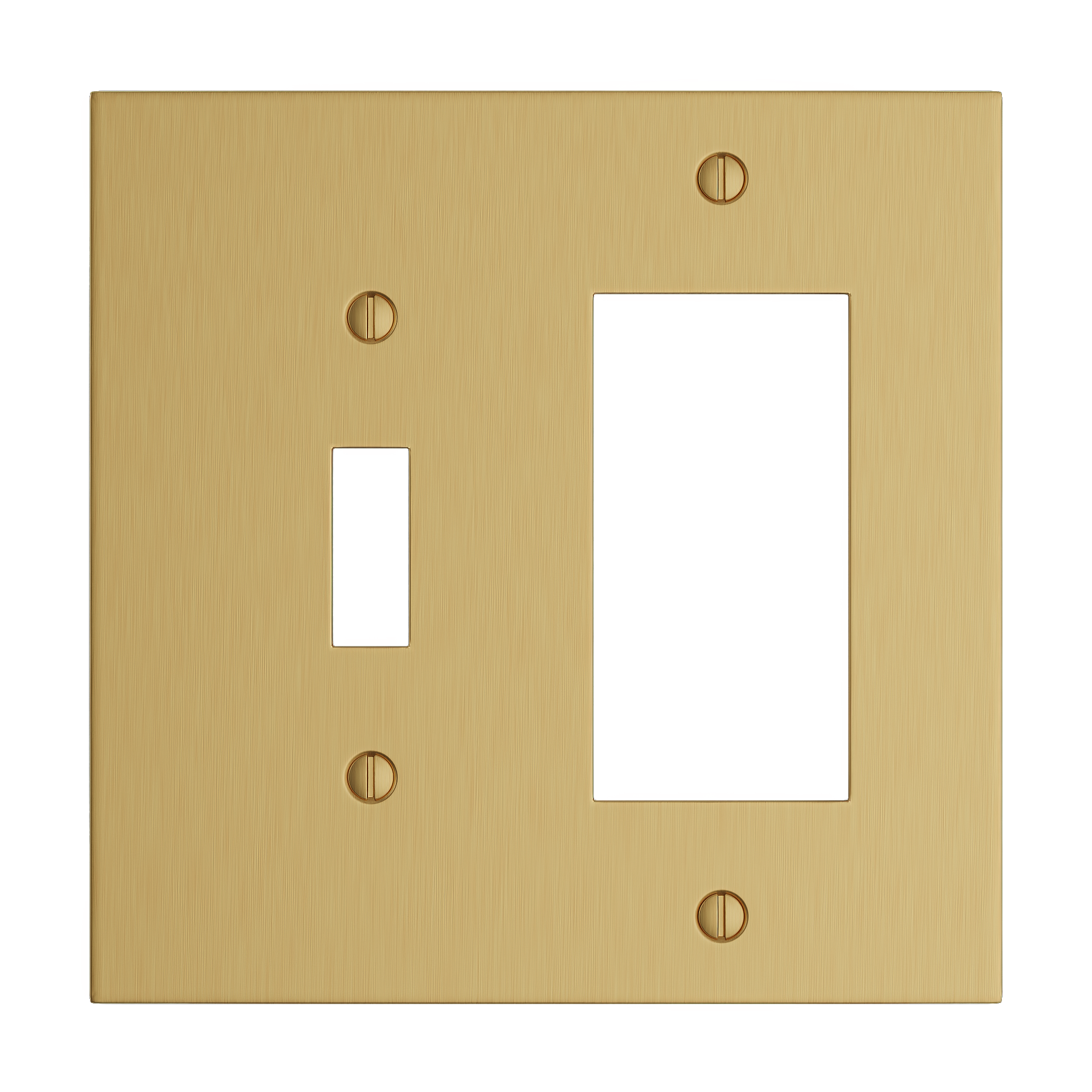Solid brass Futura Toggle &amp; Open Wall Plate – Double in Satin Brass finish