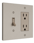 Solid brass Futura Toggle & Open Wall Plate – Double in Satin Nickel finish