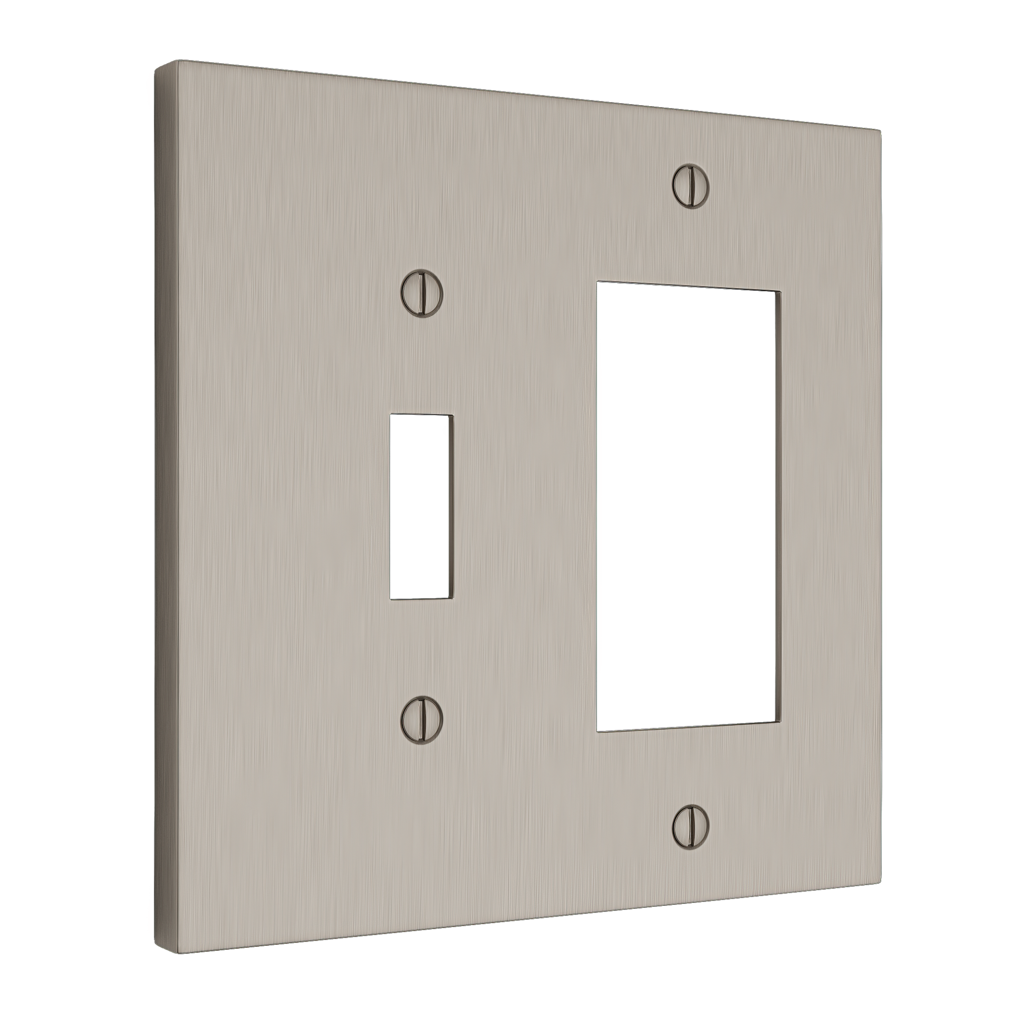 Solid brass Futura Toggle & Open Wall Plate – Double in Satin Nickel finish