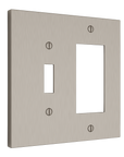 Solid brass Futura Toggle & Open Wall Plate – Double in Satin Nickel finish