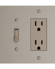 Solid brass Futura Toggle & Open Wall Plate – Double in Satin Nickel finish