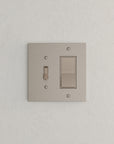 Solid brass Futura Toggle & Open Wall Plate – Double in Satin Nickel finish