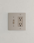 Solid brass Futura Toggle & Open Wall Plate – Double in Satin Nickel finish