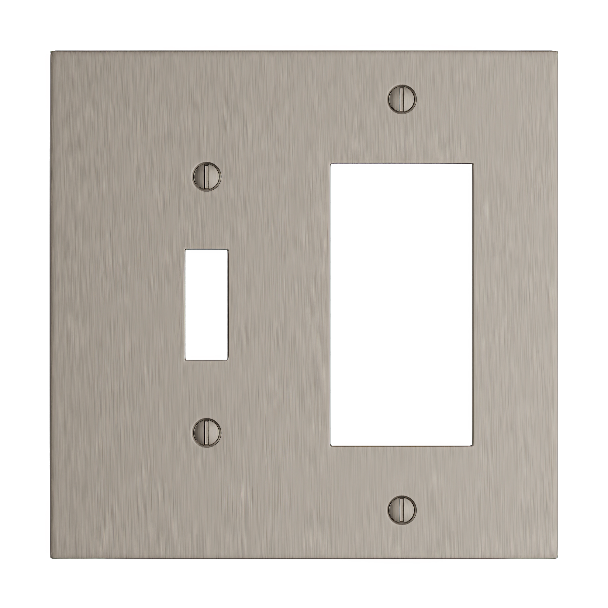 Solid brass Futura Toggle &amp; Open Wall Plate – Double in Satin Nickel finish