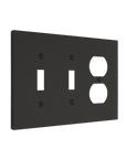 Solid brass Futura Toggle & Outlet Wall Plate – Triple in Coal Black Brass finish