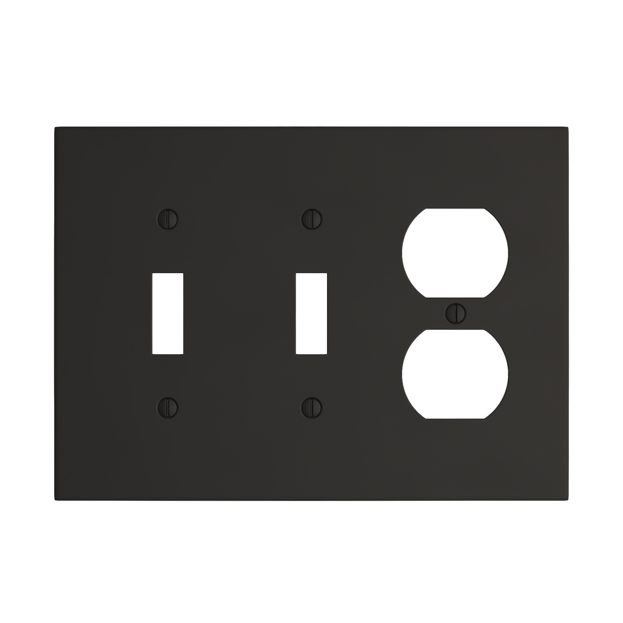 Solid brass Futura Toggle &amp; Outlet Wall Plate – Triple in Coal Black Brass finish