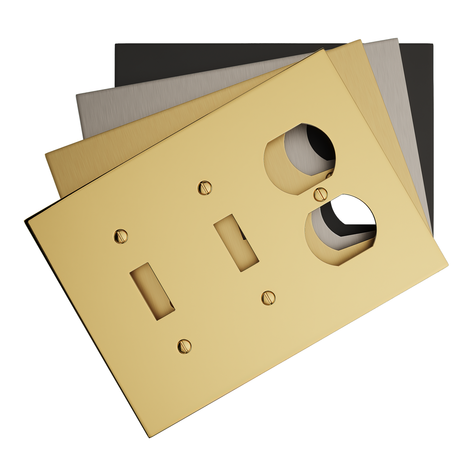 Solid brass Futura Toggle &amp; Outlet Wall Plate – Triple