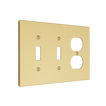 Solid brass Futura Toggle & Outlet Wall Plate – Triple in Polished Brass finish