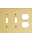 Solid brass Futura Toggle & Outlet Wall Plate – Triple in Polished Brass finish