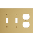 Solid brass Futura Toggle & Outlet Wall Plate – Triple in Satin Brass finish